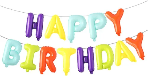Vista 10 de Globos de cumpleaños con texto en inglés «Happy Birthday», de papel de aluminio para decoración (idioma español no garantizado), Azul Start