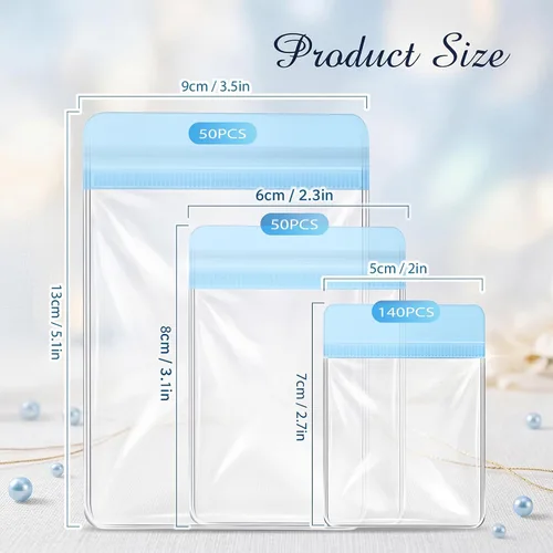 Vista 2 de Clabby 120 bolsas de joyería antideslustre para organizador y almacenamiento, bolsa de joyería de PVC transparente, mini bolsa de plástico, anillos