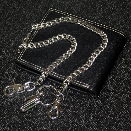 Vista 6 de Double K Basic Strong Strap Biker Trucker Key Jean Wallet Chain (17"/21") SLV/BLK CS146MLT