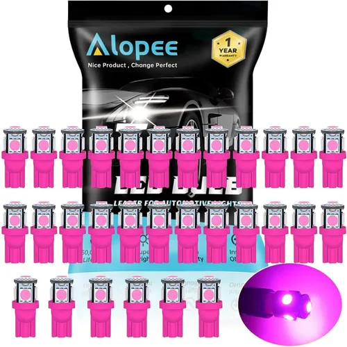 Vista 9 de Alopee Paquete de 10 bombillas LED 4114 de polaridad no polar, luz diurna blanca, T25, 4114, DC 12V, para bombilla de luz de freno trasero de señal