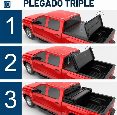 Vista 3 de MOSTPLUS - Cubierta de caja de camioneta de tres pliegues compatible con Honda Ridgeline 2017-2025, impermeable, de tres pliegues, parte superior, 5