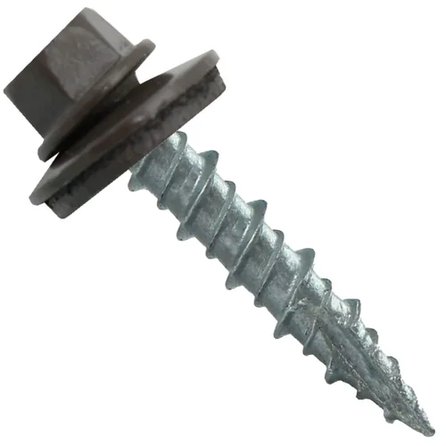 Vista 103 de Tornillos para techos de metal gris ABC 10 x 1 - Cabezal hexagonal - Arandela EPDM - Arandela de arranque automático/roscado - 1 bolsa - 250