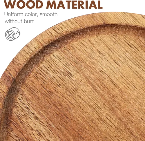 Vista 7 de STOBAZA Bandejas decorativas de madera de acacia para mesa auxiliar, juego de 2 bandejas redondas de madera para centro de mesa, bandeja para velas