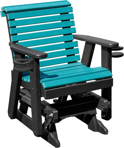 Vista 9 de Aruba Blue-Poly Lumber Roll Back 2 pies Glider Everlasting - Fabricado en Estados Unidos - Amish Crafted Aruba en negro