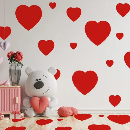 Vista 14 de Calcomanías de pared para el día de San Valentín, diseño de corazón rojo y huella, recuerdo de fiesta para ventana, pared, suelo, boda, aniversario