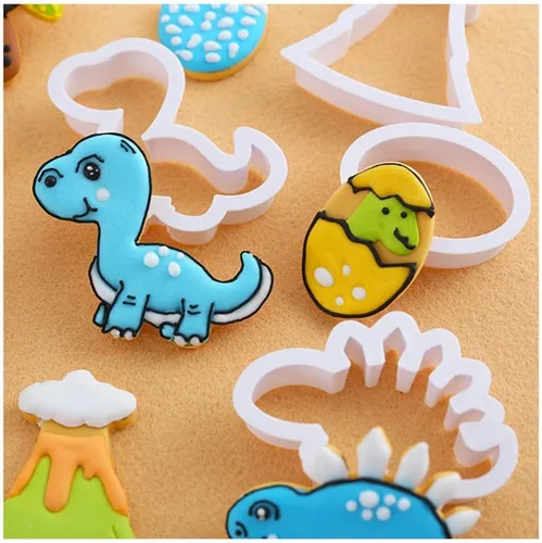 Vista 7 de Cortadores de galletas de dinosaurio con plantillas de galletas a juego, juego de 16-8 cortadores de galletas y 8 plantillas, incluye estegosaurio
