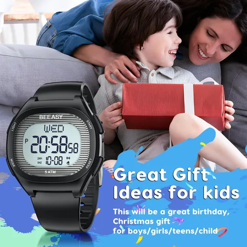Vista 2 de Beeasy Kids Watch for 5-15 Year Old Boys Girls Digital Watch Multifunctional 5ATM Waterproof Alarm Calendar Chronograph LED Wrist Watch for Children