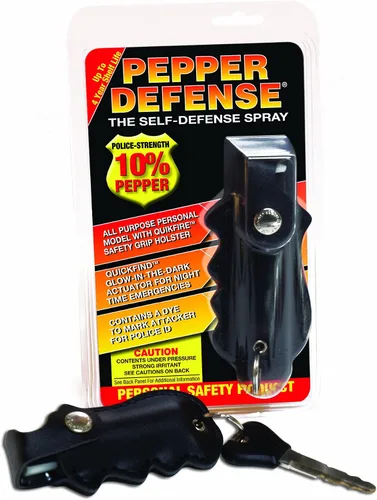 Vista 4 de 1/2 oz. Spray de pimienta con funda de agarre y accesorio de llavero, gatillo de brillo de bloqueo de giro de seguridad, fórmula de máxima