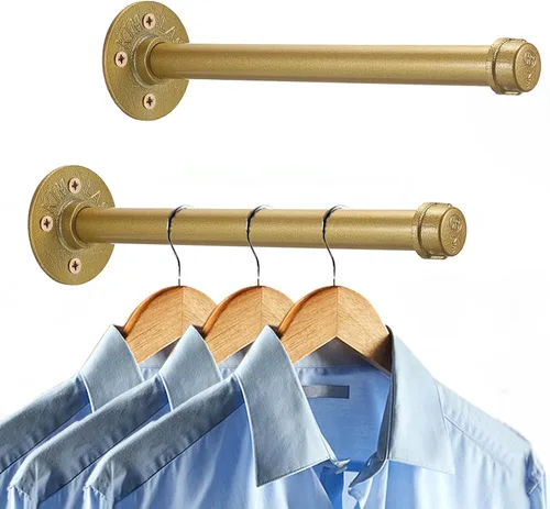 Vista 17 de Sumnacon 2 Piezas Barra de Ropa de Tubo Industrial de 5.9 Pulgadas – Perchero de Metal Rústico de Servicio Pesado con Tornillos, Soporte para Ropa