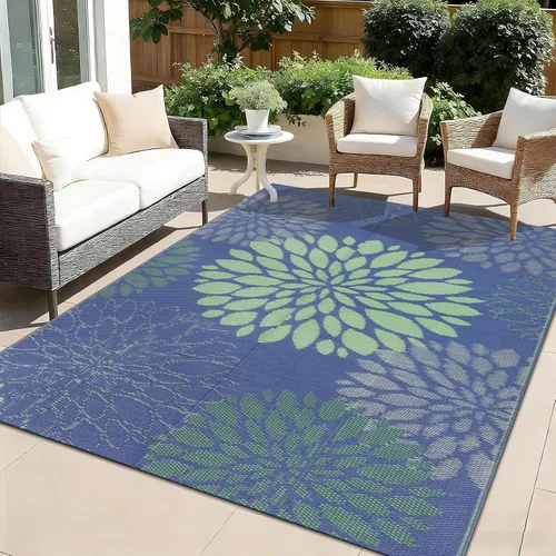 Vista 17 de Ileading Alfombra impermeable para exteriores de 5 x 8 pies, reversible, de paja de plástico, portátil, para interiores y exteriores, caravana