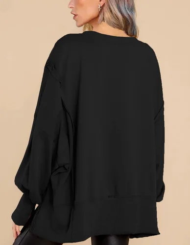 Vista 4 de BWQ Women's Oversized Sweatshirt Crew Neck Long Sleeve Shirts Pullover Long Sleeve Tops