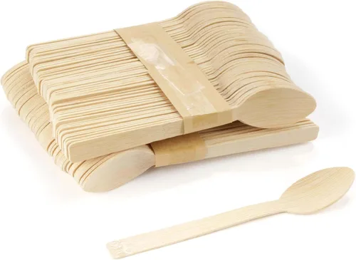 Vista 6 de Bulk Pack - Utensilios de chapa de bambú para cenas, catering, 50