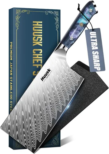 Vista 13 de Cuchillo de pan dentado Huusk de 8", cuchillo de pan de masa madre inoxidable con mango y funda de resina para cortar pan casero, cuchillos de pan