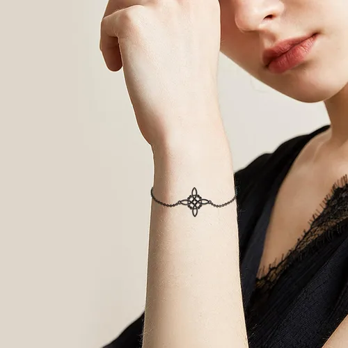 Vista 6 de YAFEINI Pulsera de nudo de brujas de plata de ley, pulsera de nudo de bruja celta, joyería para mujeres y niñas, Plata de ley