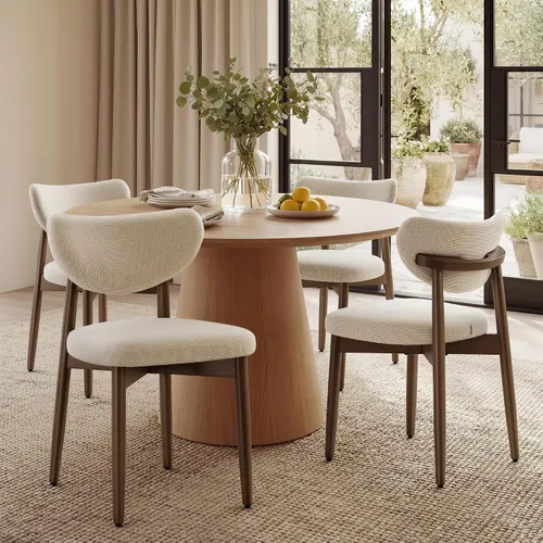 Vista 9 de VASAGLE Juego de 2 sillas de comedor de madera, sillas de cocina tapizadas con patas de madera maciza, respaldo curvado ergonómico, mango integrado