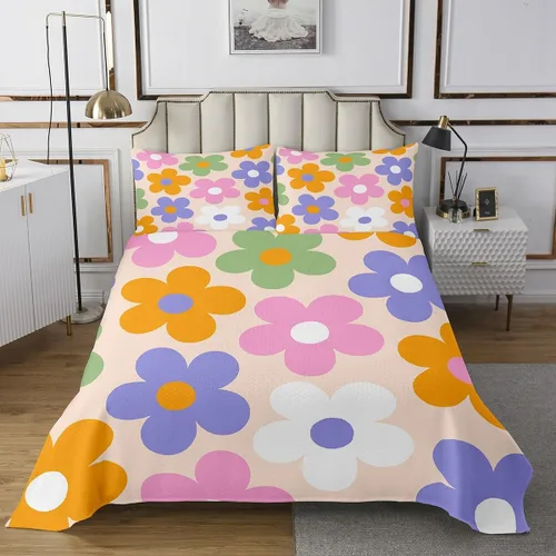 Vista 16 de Erosebridal Juego de edredón floral negro, tamaño individual, lindo juego de colcha de flores para niños y niñas, juego de colcha de acuarela
