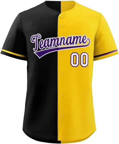 Vista 24 de Camiseta de béisbol dividida personalizada con botones y número de nombre cosido personalizado para hombres/mujeres/niños