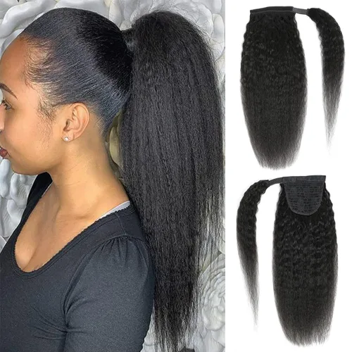 Vista 30 de Extensiones de cabello rizado para cola de caballo, cabello rizado para cola de caballo, extensión de cabello humano virgen brasileño