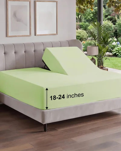 Vista 179 de Sábana bajera ajustable extra profunda Twin XL – Sábana bajera individual de lujo de hotel solamente – Se adapta fácilmente a colchones de 18 a 24