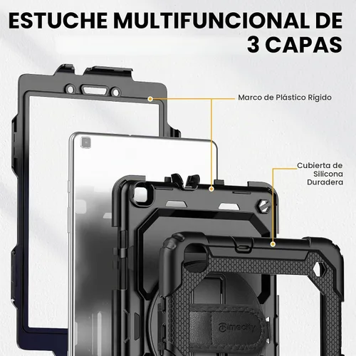 Vista 9 de Timecity Funda para Samsung Galaxy Tab A 8.0 2019 SM-T290/T295/T297 Negro+Negro