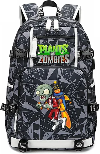 Vista 22 de ISaikoy Game Plants vs. Zombies - Mochila de hombro para libros, mochila escolar, color gris, Gris 15, Mochilas Daypack