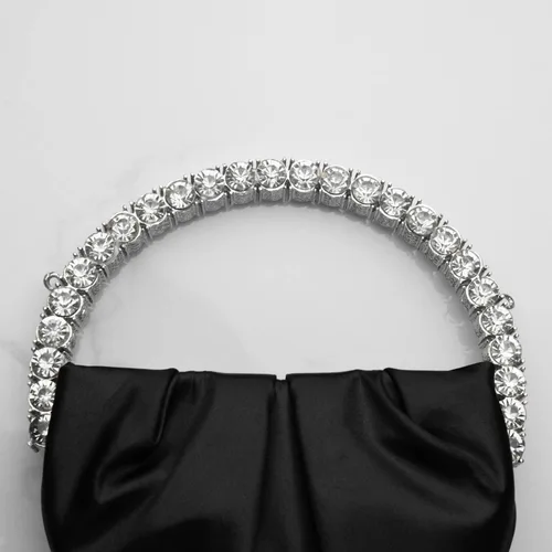Vista 5 de HEYCUE Mini Glitter Diamond Handle Handbag Circular Evening Crossbody bag Sparkly Bride Wedding Party Prom Purses For Women