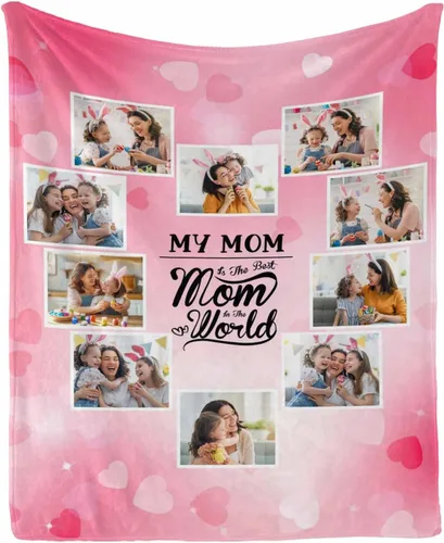 Vista 31 de InterestPrint Manta con foto, regalos personalizados para mamá, manta de collage de fotos personalizada para mamá de hija e hijo para cumpleaños