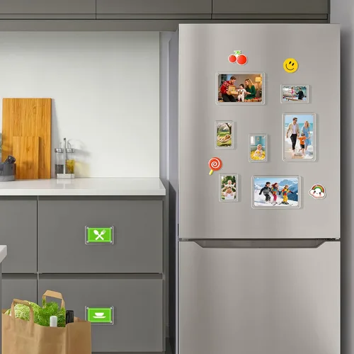 Vista 7 de Paquete de 8 portarretratos magnéticos acrílicos para refrigerador, marco