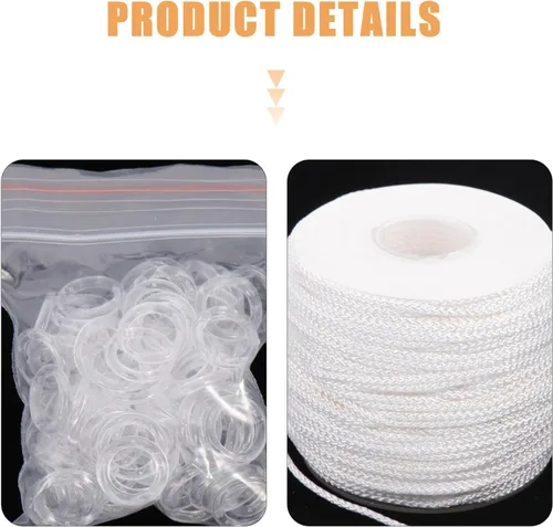 Vista 7 de Uonlytech Accesorios de cortina, cortinas romanas, persianas blancas, 1 juego de persianas, cuerda de elevación, anillo romano de repuesto, cortina