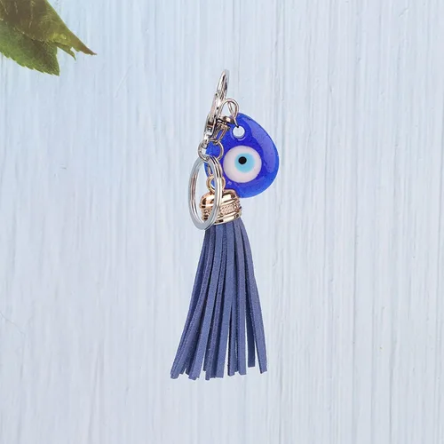 Vista 5 de Llavero azul de ojo malvado, dije de amuleto de cristal turco con llavero, adorno de mal de ojo, regalo de bendición para buena fortuna