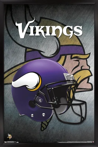 Vista 8 de Trends International NFL Minnesota VIkings - Póster de pared con casco 16, 14.725 x 22.375 pulgadas, versión enmarcada de madera de granero Versión