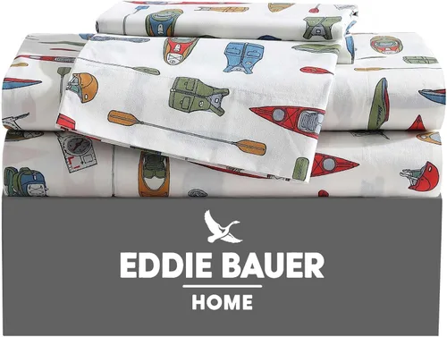Vista 10 de Eddie Bauer - Juego de sábanas individuales, sábanas de percal de algodón, frescas y frescas, ideales para dormitorio