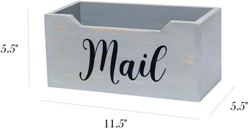 Vista 3 de Elegant Designs HG2010-GMB - Caja organizadora de madera rústica de madera con escritura negra con texto en inglés, soporte para cartas, accesorios