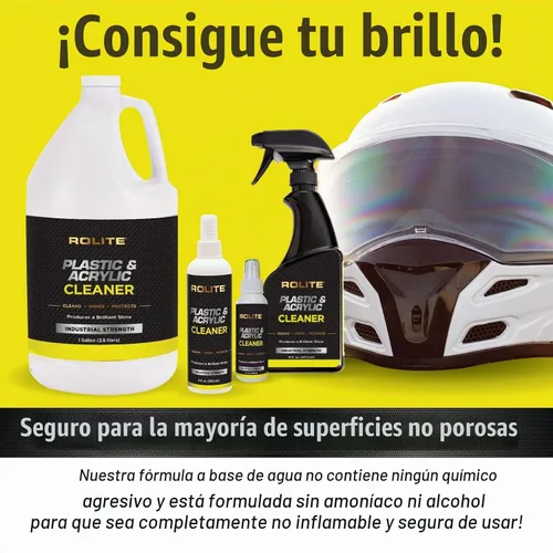 Vista 4 de Rolite Limpiador de plástico y acrílico, 4 fl. oz., protector de alto brillo y pulido para superficies no porosas, fórmula sin rayas