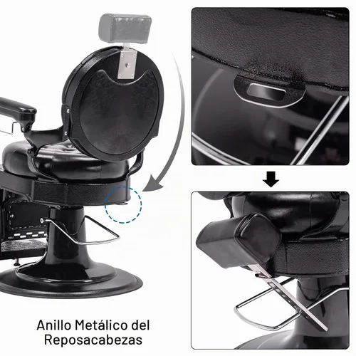 Vista 6 de BarberPub Silla de peluquero vintage reclinable 2947