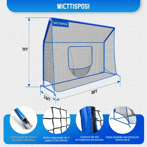 Vista 3 de Baseball Softball Net with Blocking System, Batting Cage Practice Net
