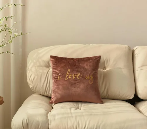 Vista 5 de Funda de almohada decorativa bordada con texto en inglés "I Love Us", funda de almohada de amor de 18 x 18 pulgadas, solo funda