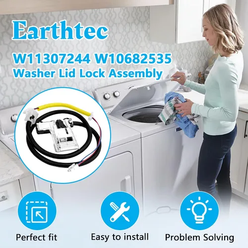Vista 5 de W11307244 W10682535 Reemplazo de cerradura de tapa de lavadora para Whirlpool Maytag Amana Kenmore Series 110 200 500 Roper WTW5000DW1 RTW4516FW2