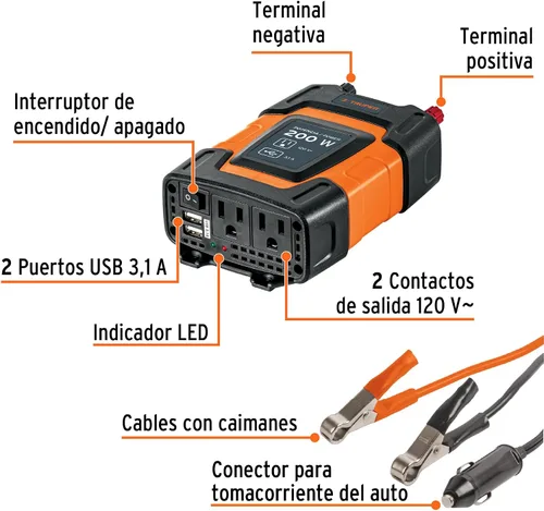 Vista 2 de Inversor de potencia de 200 W