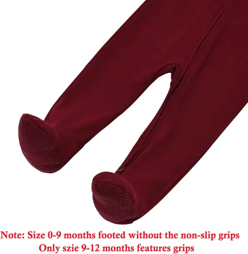 Vista 5 de Aablexema Pijama de bebé con puños de manopla, doble cremallera, ropa de algodón para bebés, pijamas para dormir con pies