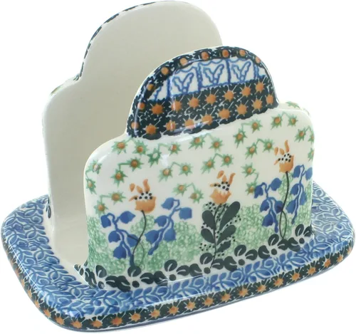Vista 7 de Blue Rose Polish Pottery - Servilletero de Puntos Pequeños Azules - 5" x 5" - Servilleteros de Cerámica, Accesorios Decorativos para Mesa de Comedor