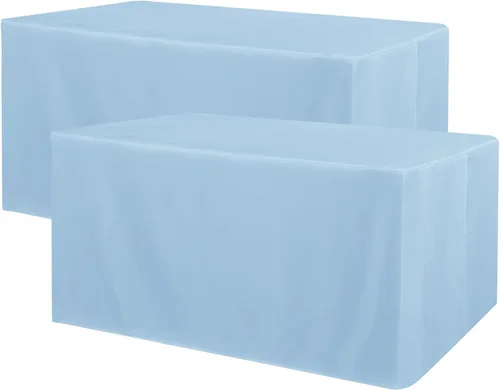 Vista 24 de Obstal Paquete de 2 manteles negros ajustables para mesas rectangulares de 4 pies, resistente al agua, lavable, tela de poliéster