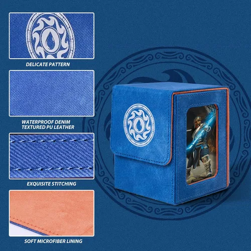 Vista 4 de Caja de almacenamiento de cartas Infinity Guard para MTG con pantalla para comandante para más de 100 cartas con doble funda, caja de almacenamiento