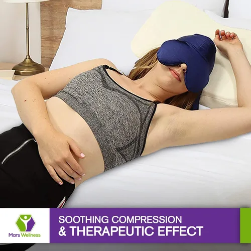 Vista 5 de Gorra para aliviar el dolor de cabeza y migraña y envoltura para los ojos, sombrero de hielo herbario de penetración profunda para aliviar el dolor