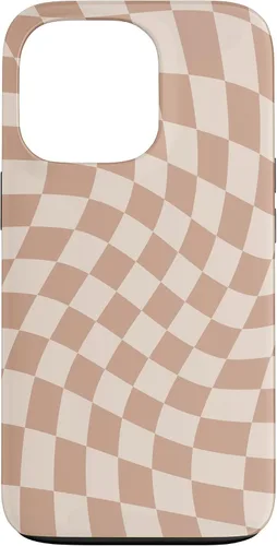 Vista 10 de iPhone 16 Beige Cream Twisted Checkered Swirl 60s 70s Aesthetic Brown Case