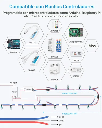 Vista 5 de ALITOVE WS2811 - Luz LED RGB digital difundida de 0.472 in, módulo de píxeles LED redondo direccionable individualmente IP68 impermeable DC 5V 50