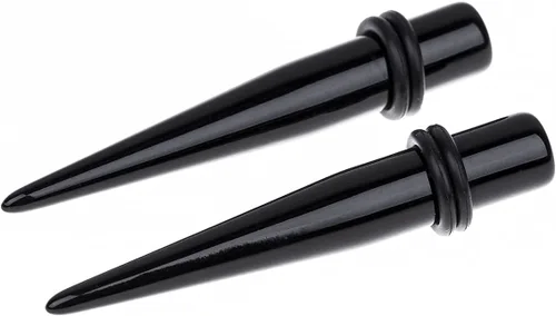 Vista 4 de Kit de Estiramiento de Orejas 50 Piezas 14Calibres-00Calibres Aretes Kit de Piercing Negro