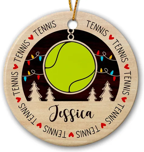 Vista 10 de Adorno de cerámica de bádminton de Navidad, regalos personalizados para jugadores de bádminton, árbol de Navidad colgante de bádminton, adorno