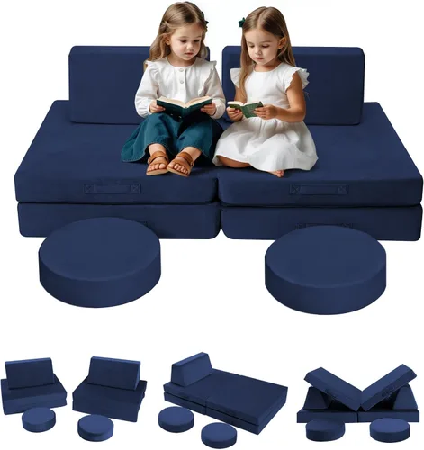 Vista 18 de Sofá modular para niños MeMoreCool – Sofá de dinosaurio de 8 piezas que brilla en la oscuridad para niños pequeños convertible en fuerte constructor