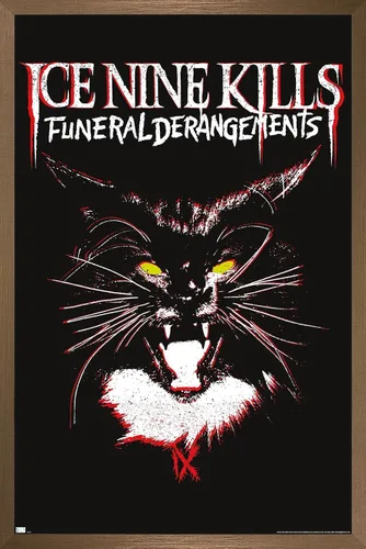 Vista 16 de Ice Nine Kills - Póster de pared con diseño de gato, 22.4 pulgadas de largo x 14.7 pulgadas de ancho, versión enmarcada de madera de granero Versión